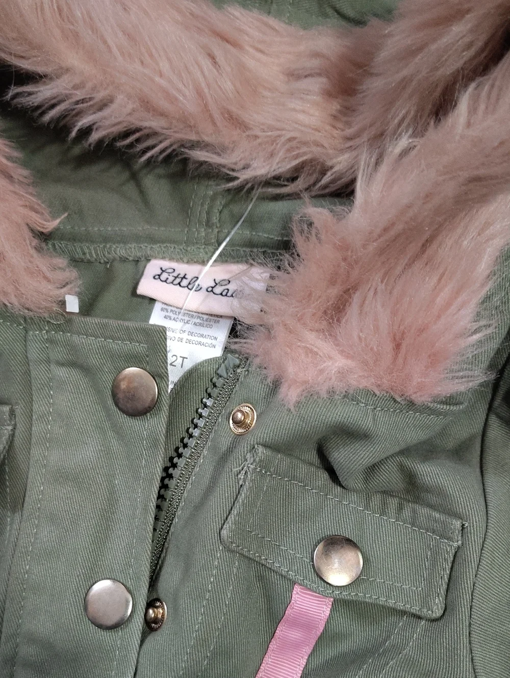 Nwot 2t Girls Olive And Pink Jacket $45